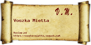Voszka Mietta névjegykártya